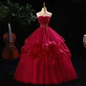 Strapless Lace Quinceanera Ball Gown