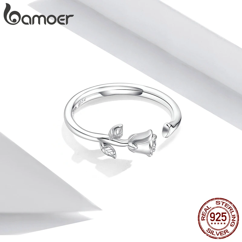 925 Sterling Silver Rose Adjustable Ring - Image 3
