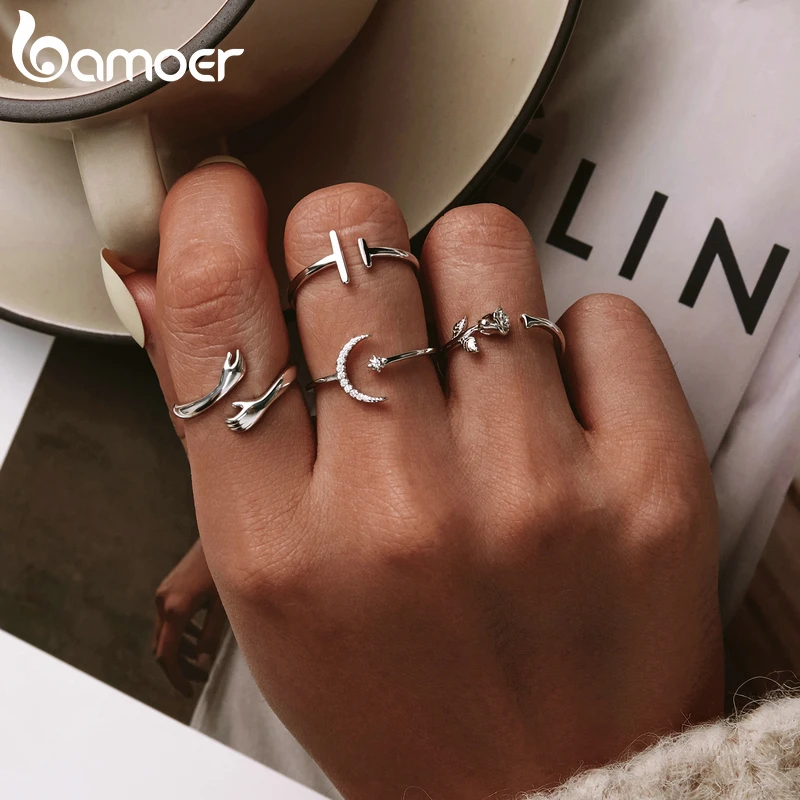 925 Sterling Silver Rose Adjustable Ring - Image 5