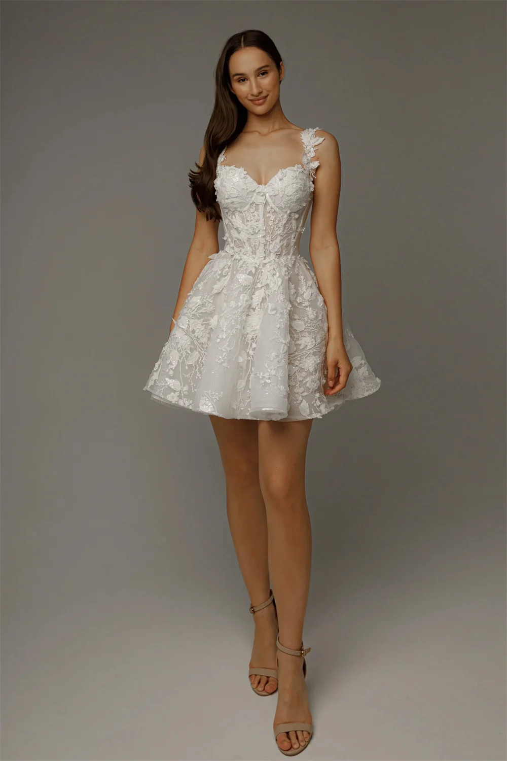 3D Floral Lace Wedding Dress - Image 4