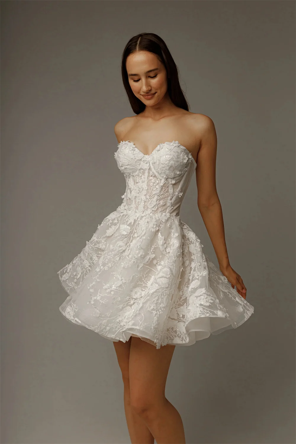 3D Floral Lace Wedding Dress - Image 6