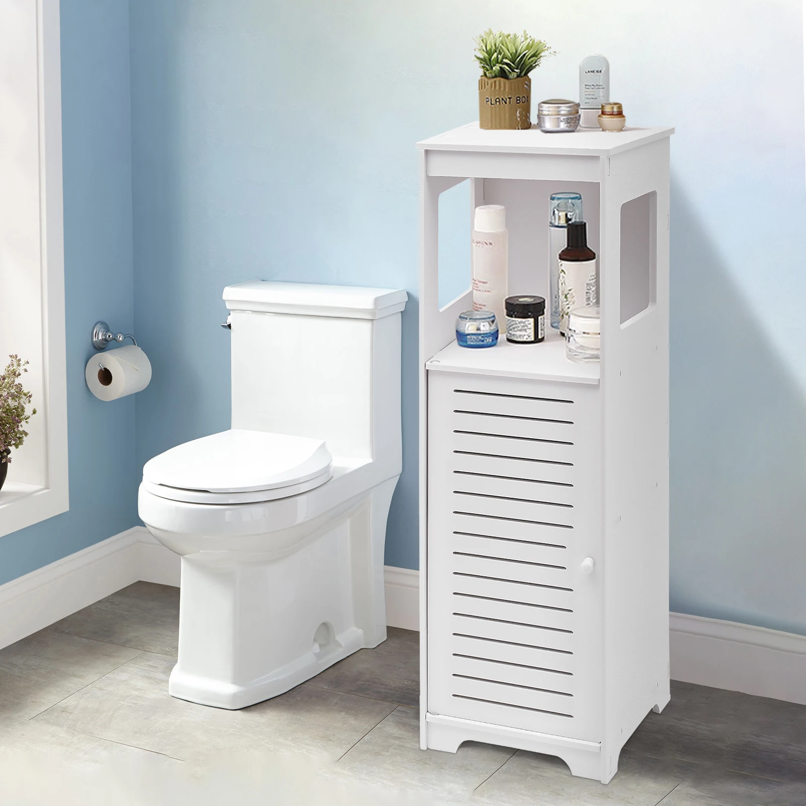 White PVC Bathroom Storage Cabinet - Image 6
