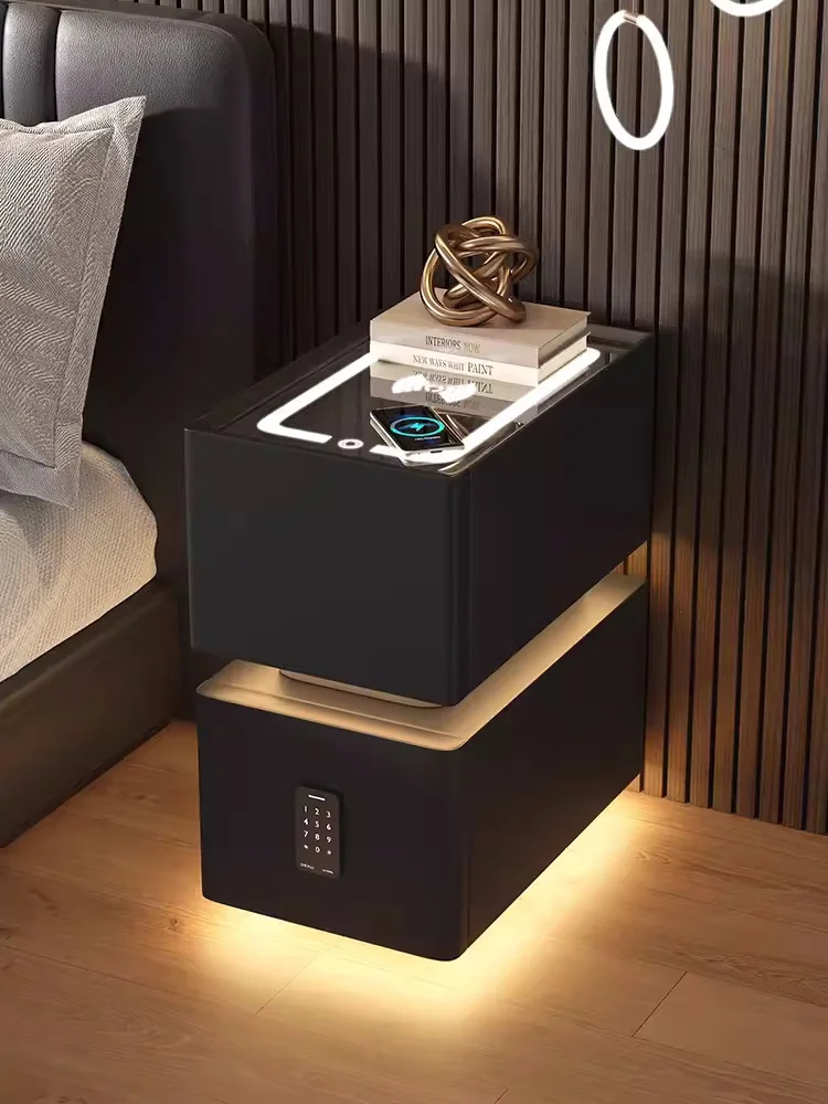 Nordic Smart Bedside Table with Sensor Light - Image 4