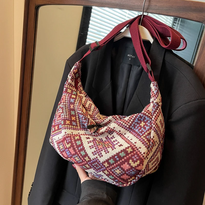 Ethnic Canvas Shoulder Tote Bag - Image 5