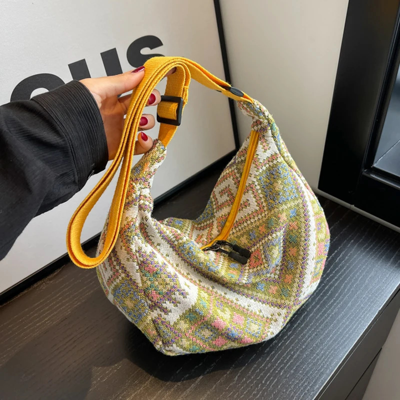 Ethnic Canvas Shoulder Tote Bag