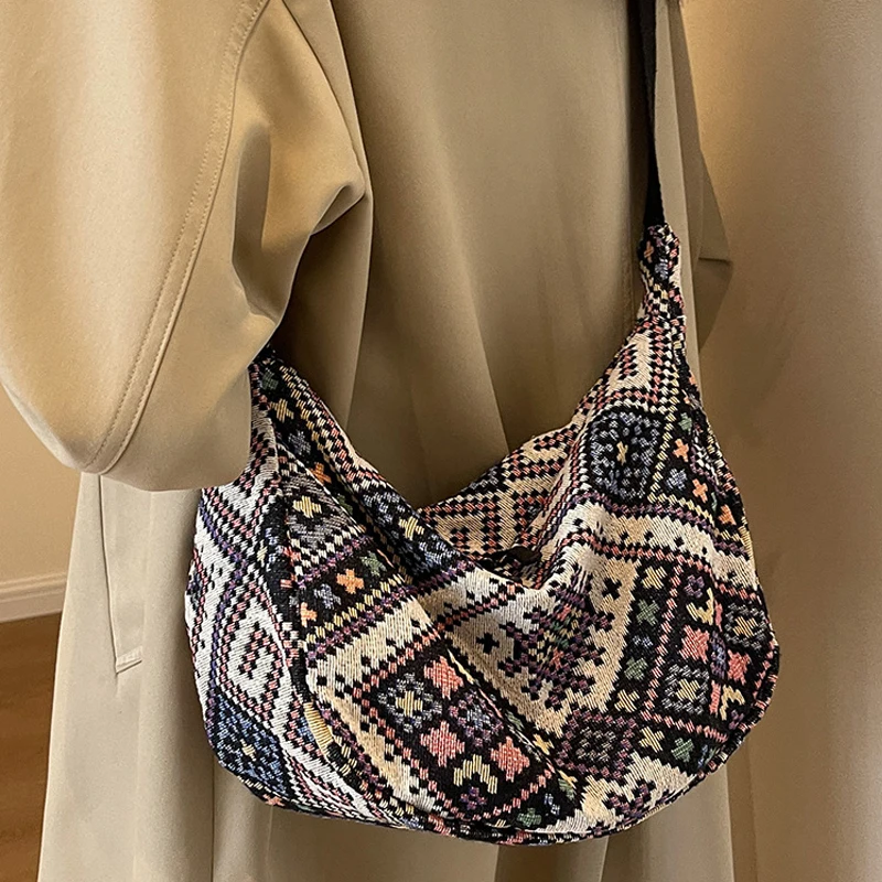 Ethnic Canvas Shoulder Tote Bag - Image 2