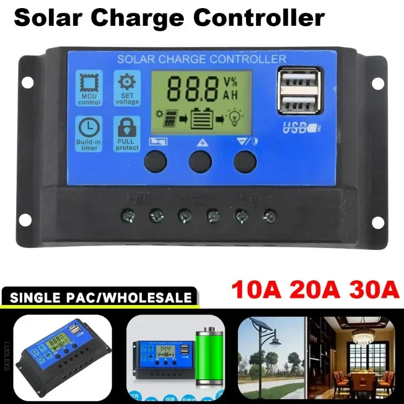 Solar Charge Controller with LCD & Dual USB (12/24V) - Image 6