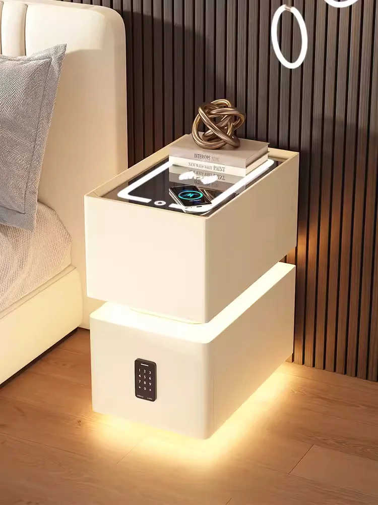 Nordic Smart Bedside Table with Sensor Light - Image 2