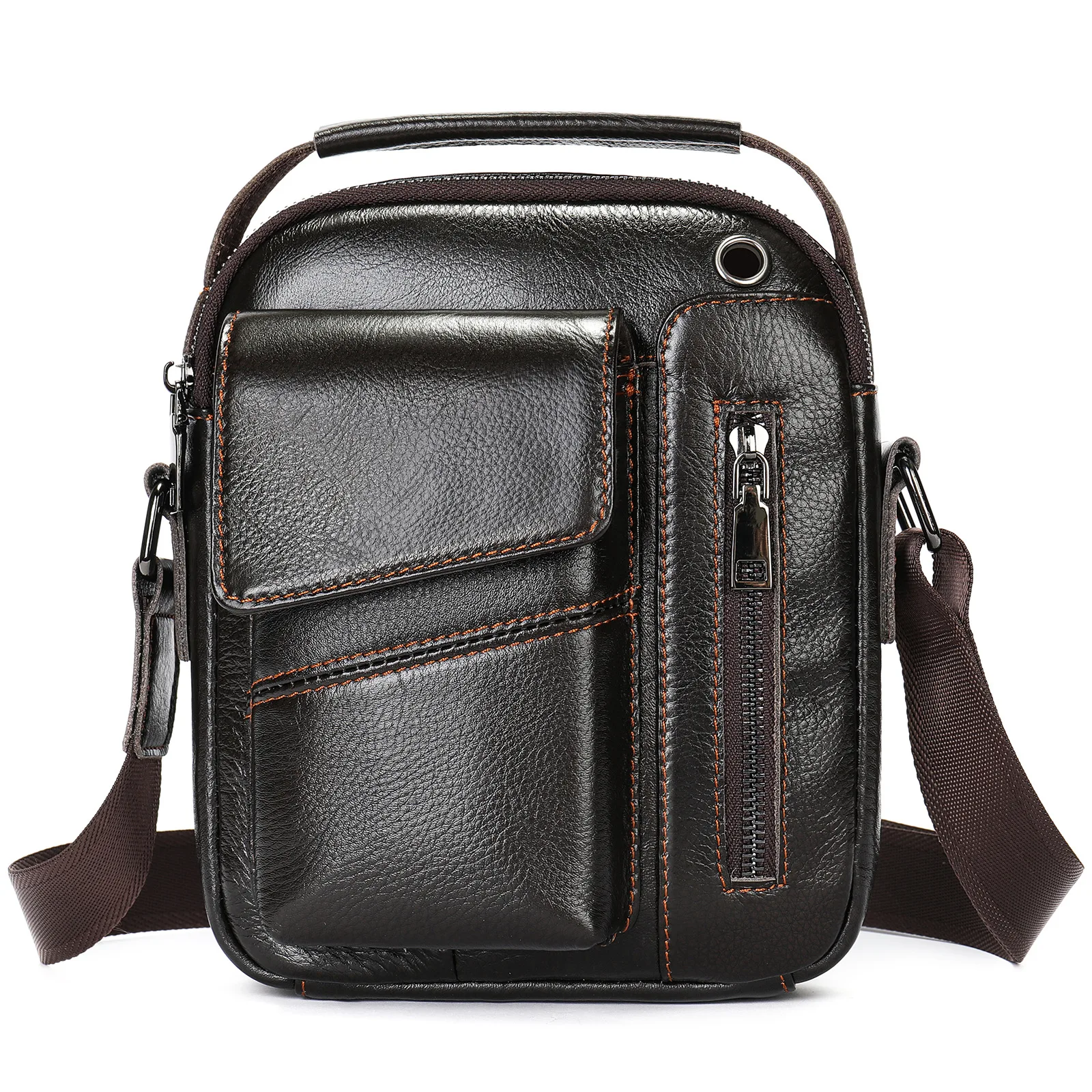 New Casual Men S Cow Leather Shoulder Bag Large - Image 12