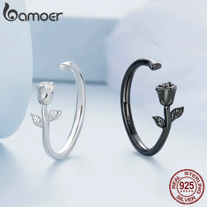 925 Sterling Silver Rose Adjustable Ring - Image 4