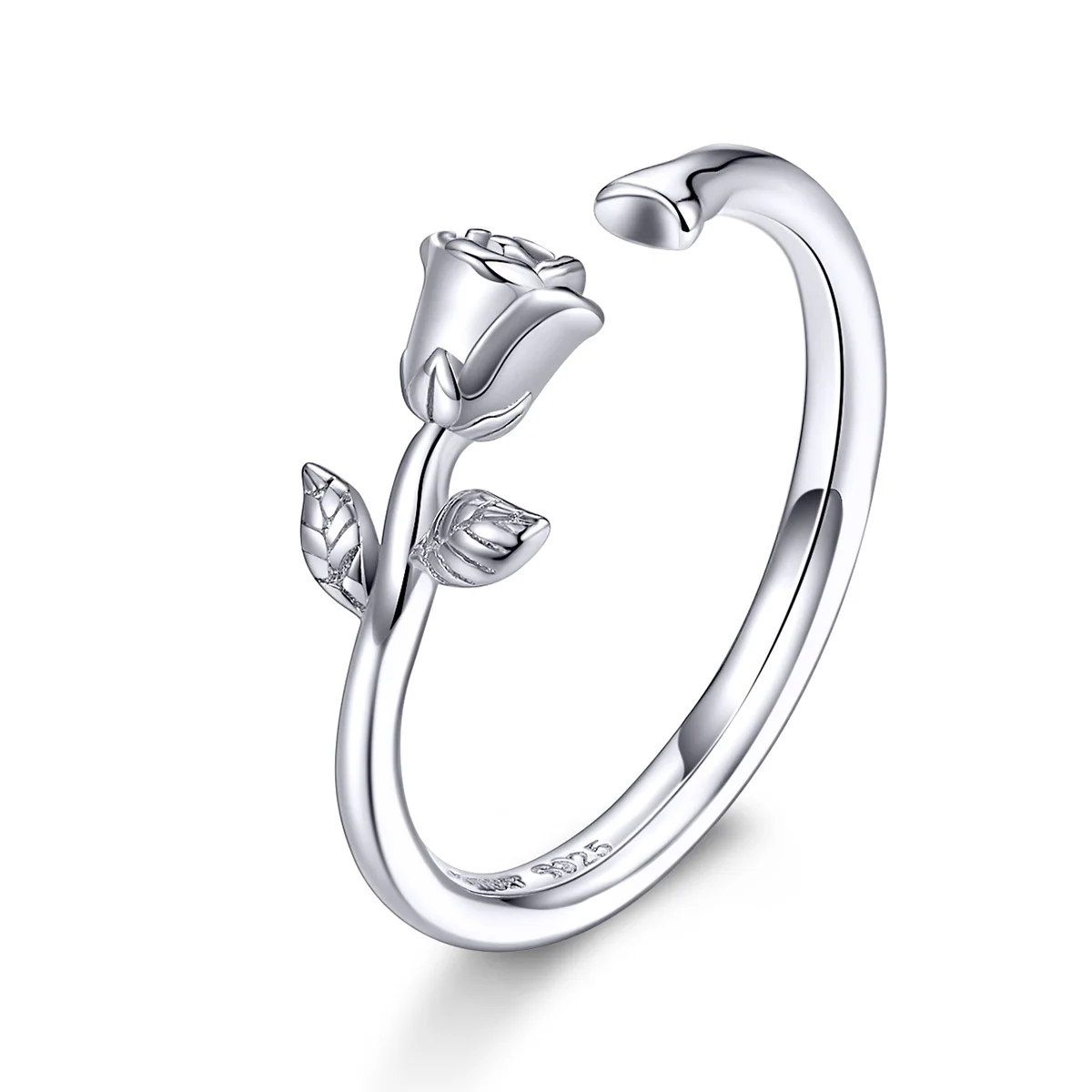 925 Sterling Silver Rose Adjustable Ring - Image 7