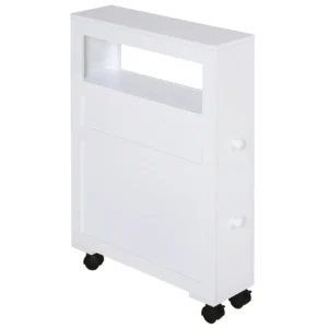 Homcom Bathroom Cabinet With Wheels 2 Drawers And Shelf