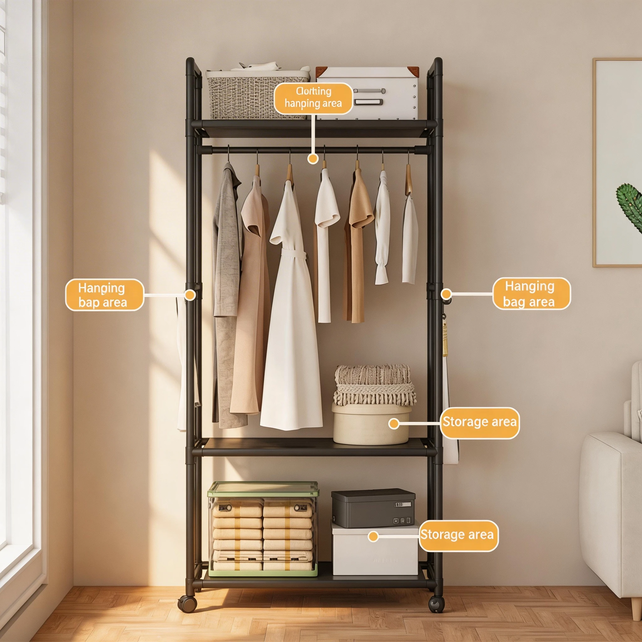 Space-Saving Coat & Clothes Rack - Image 3