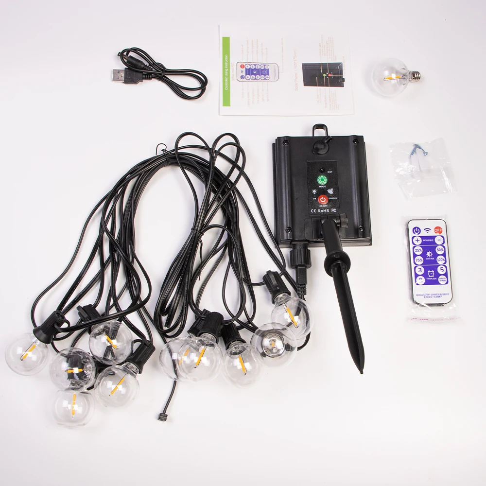 12m 30 Leds G40 Solar String Lights Outdoor Patio - Image 6