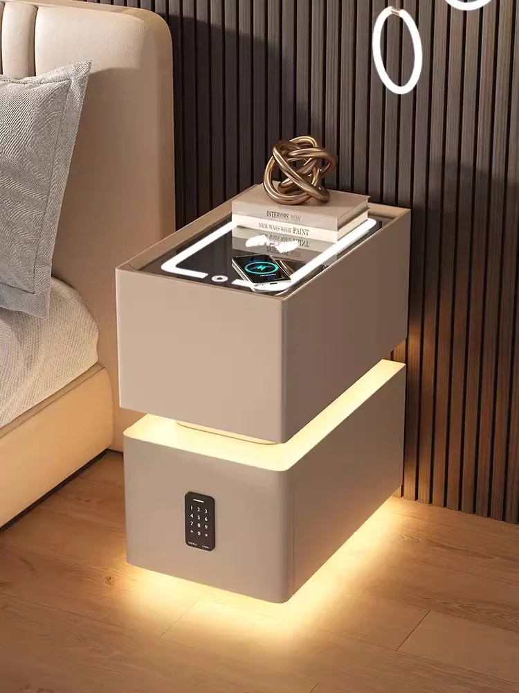 Nordic Smart Bedside Table with Sensor Light - Image 3