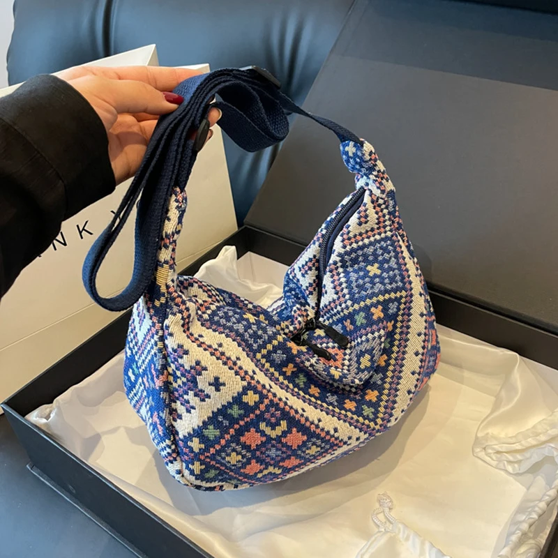 Ethnic Canvas Shoulder Tote Bag - Image 3
