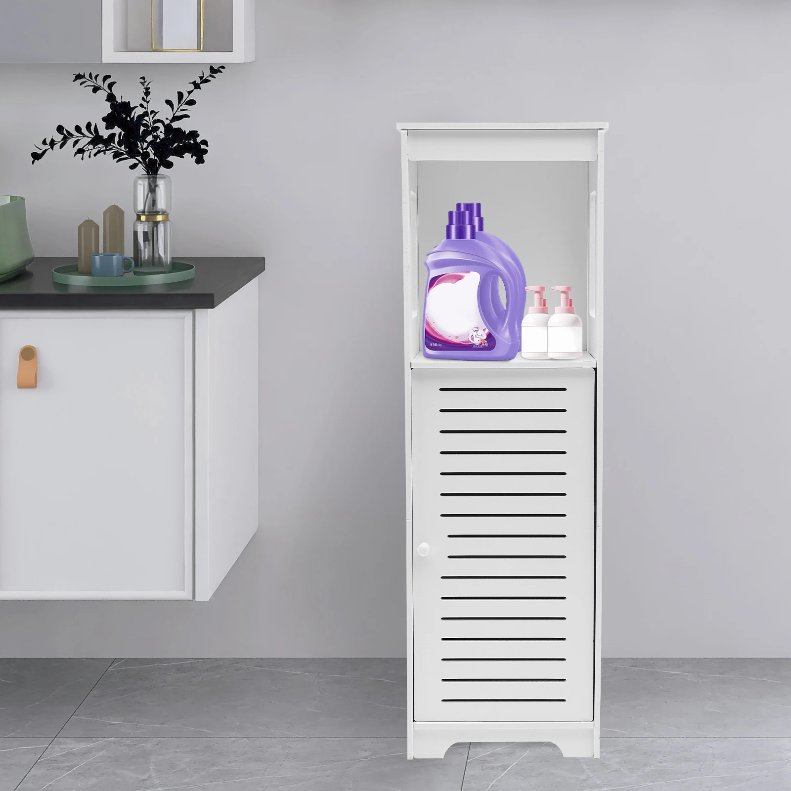 White PVC Bathroom Storage Cabinet - Image 2
