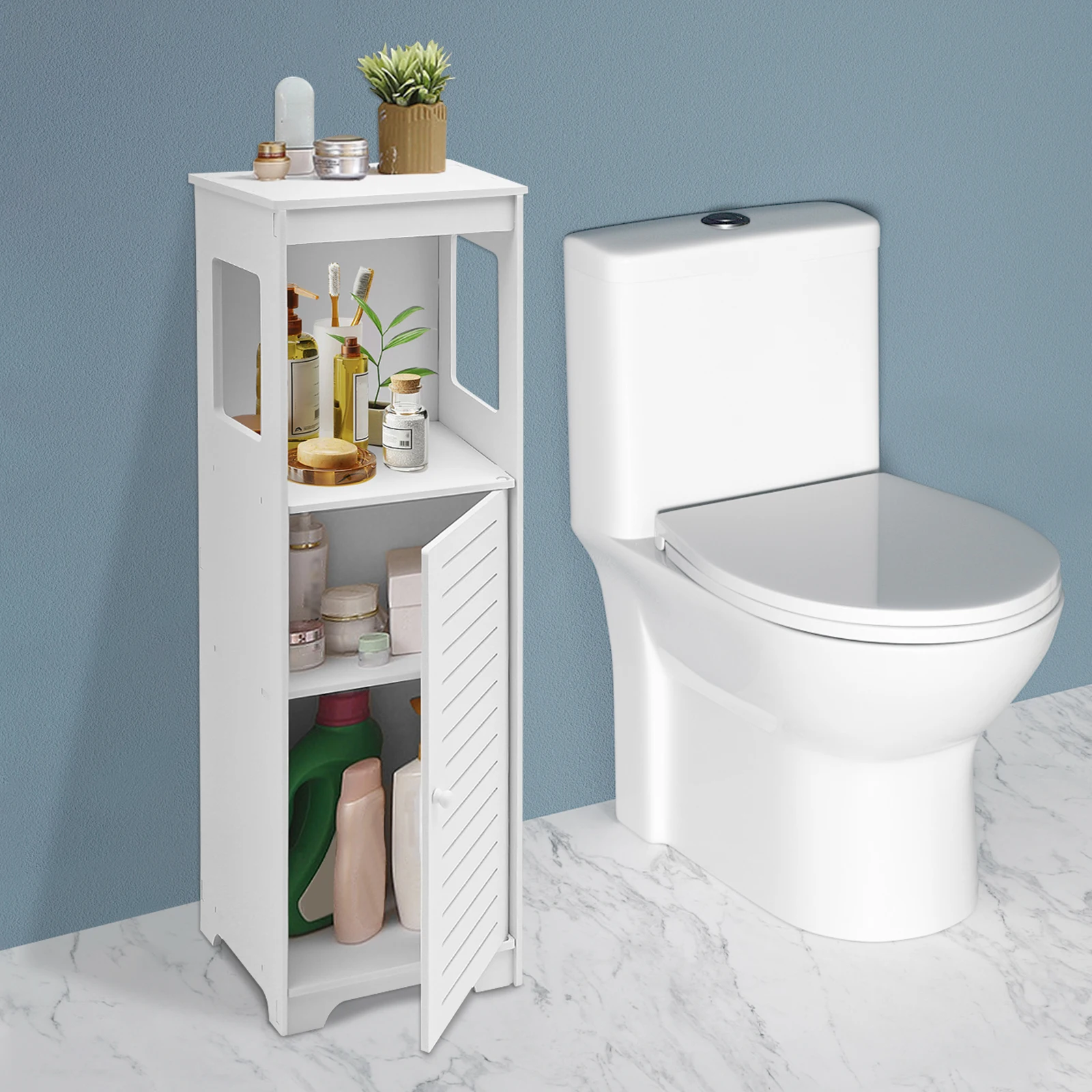 White PVC Bathroom Storage Cabinet - Image 5