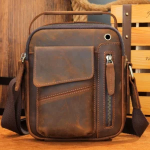 New Casual Men S Cow Leather Shoulder Bag Large