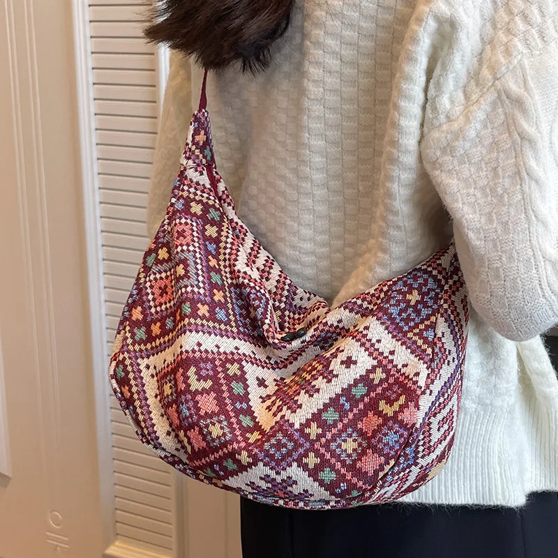 Ethnic Canvas Shoulder Tote Bag - Image 8