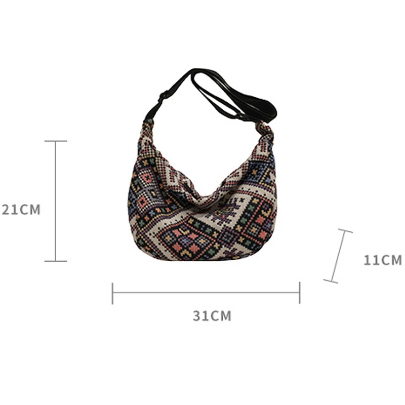 Ethnic Canvas Shoulder Tote Bag - Image 6