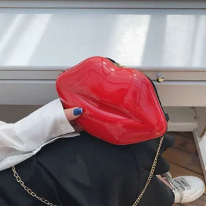 Niche Red Lip Shaped Chain Bag