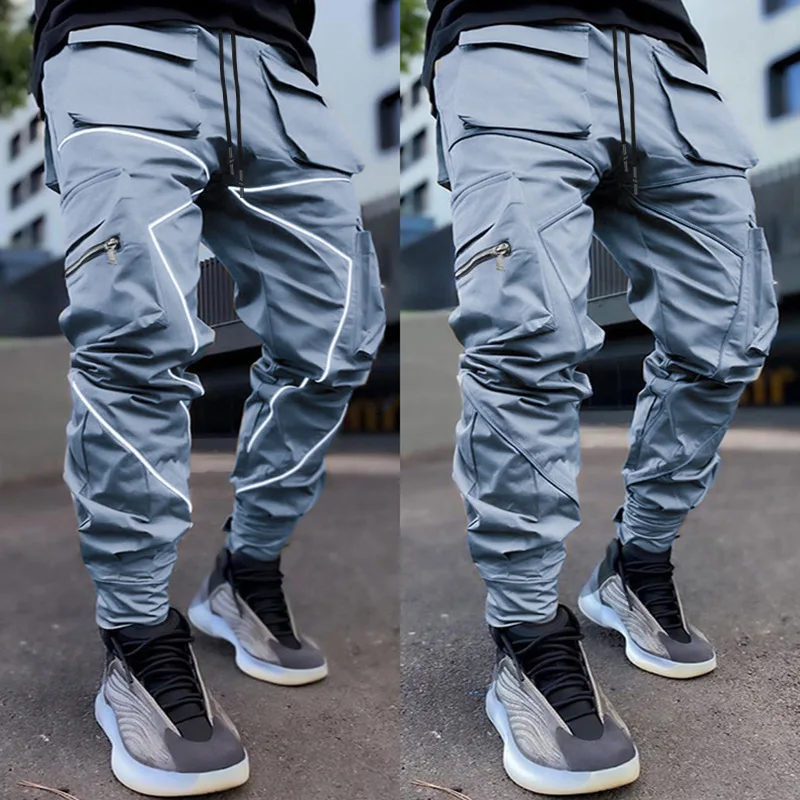 Men S Reflective Cargo Pants New Hip Hop Casual - Image 10