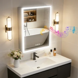 Smart LED Mirror Cabinet with Bluetooth Speakers
