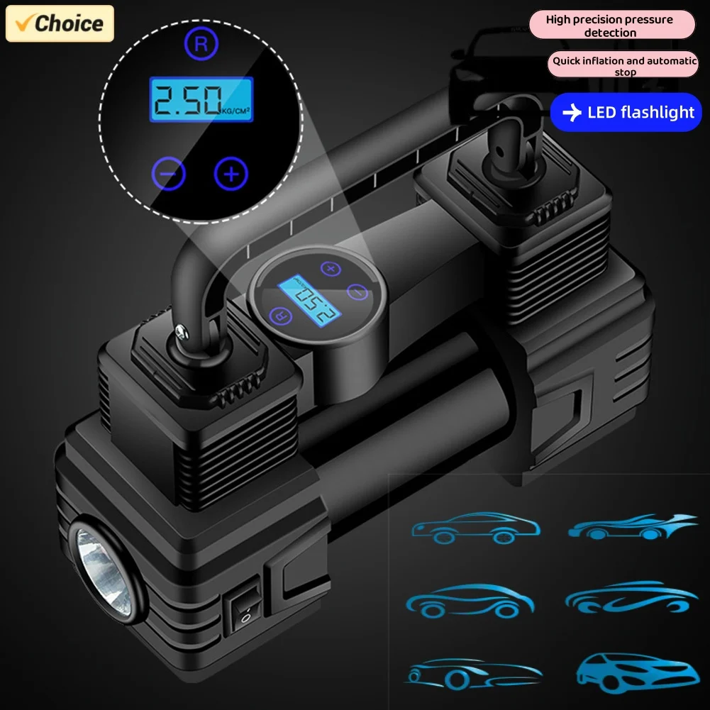 12v 150psi Mini Air Compressor Dual Cylinder With Led - Image 2
