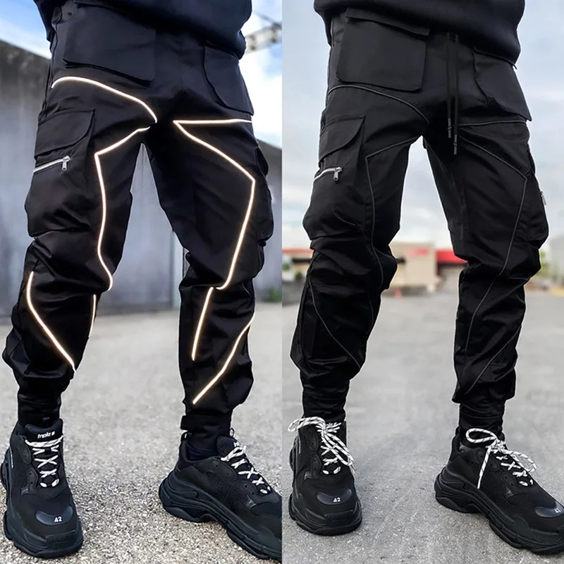 Men S Reflective Cargo Pants New Hip Hop Casual - Image 8