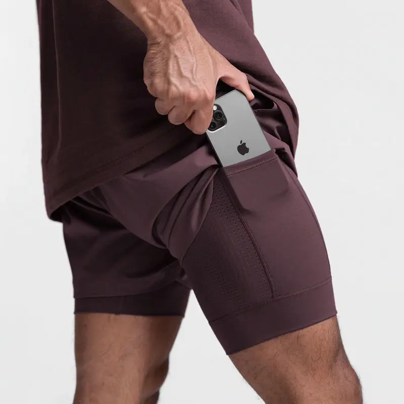 Men S 2 In 1 Running Gym Shorts Breathable - Image 3