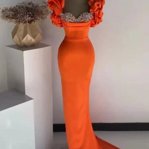 Mermaid Prom Dress with Puff Sleeves