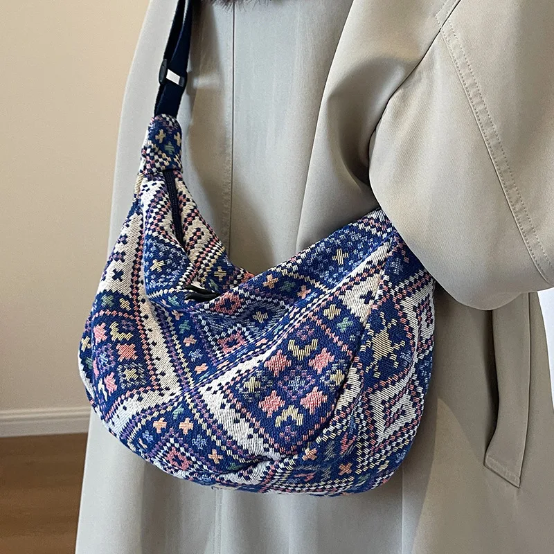 Ethnic Canvas Shoulder Tote Bag - Image 4