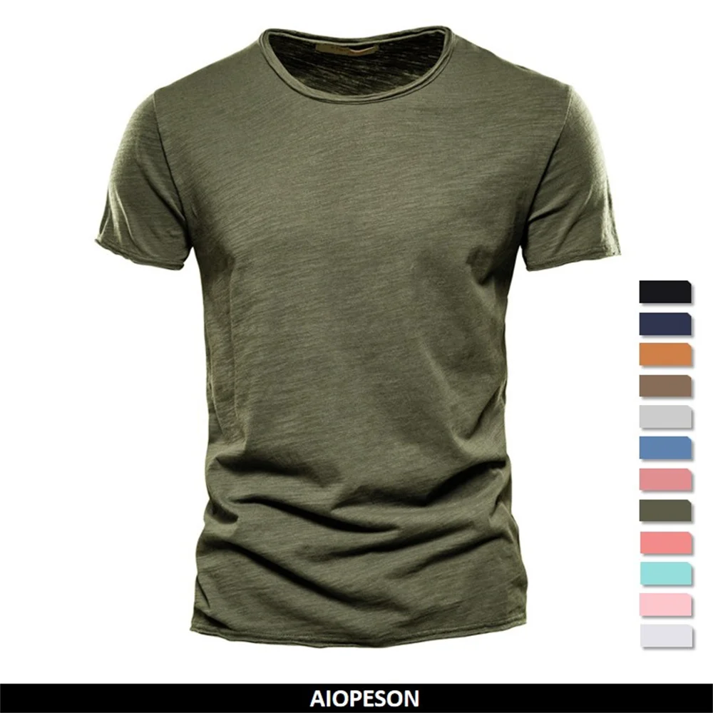 100% Cotton Men T-shirt Casual Soft Fitness Summer Thin