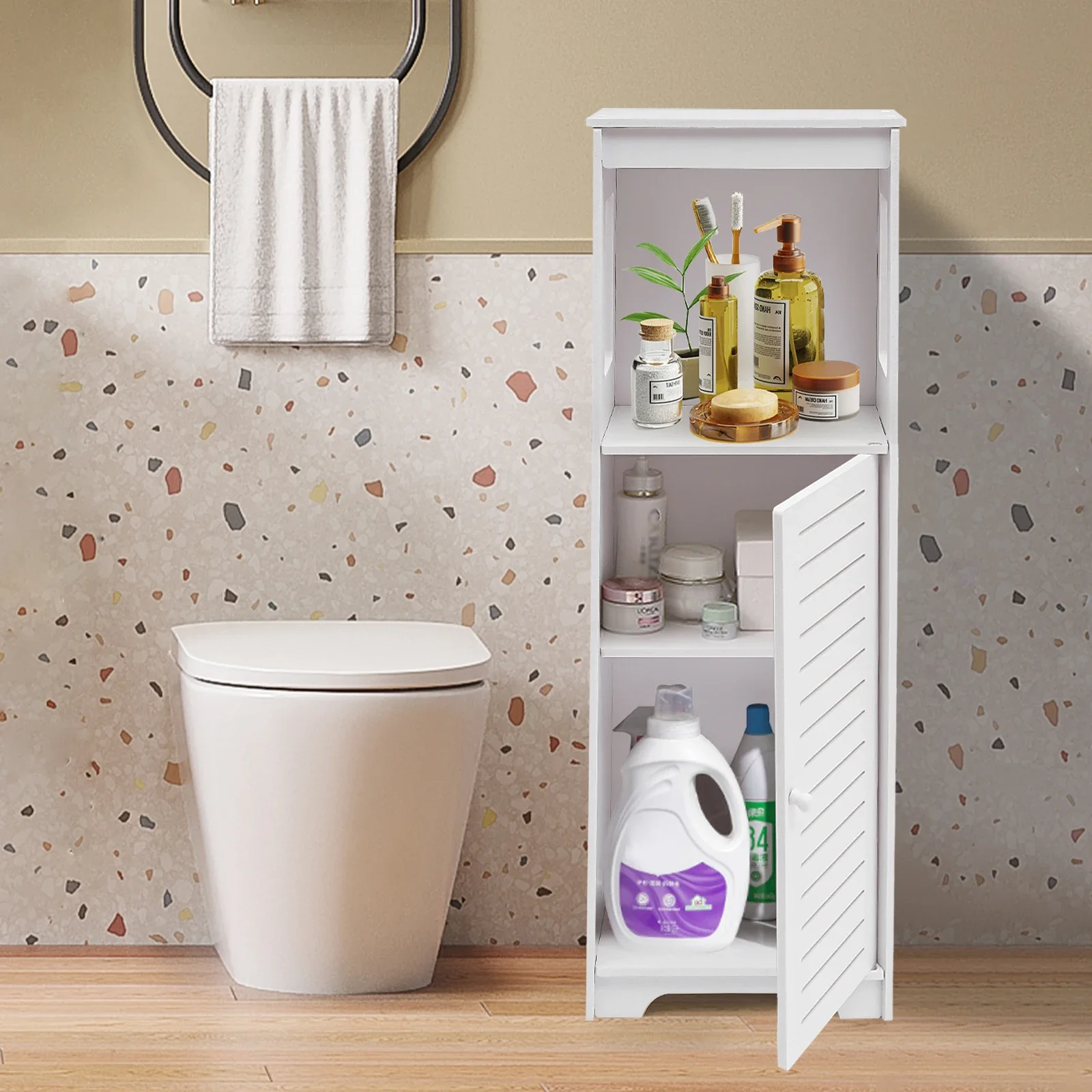 White PVC Bathroom Storage Cabinet - Image 3