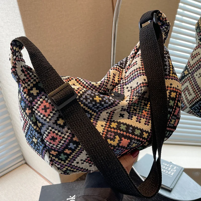 Ethnic Canvas Shoulder Tote Bag - Image 7