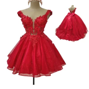 Red Quinceanera Masquerade Gown