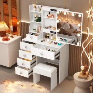 White Vanity Dressing Table with Mirror