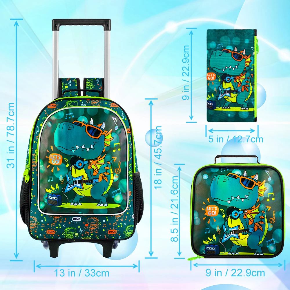 Dinosaur Rolling Backpack For Boys - Image 3