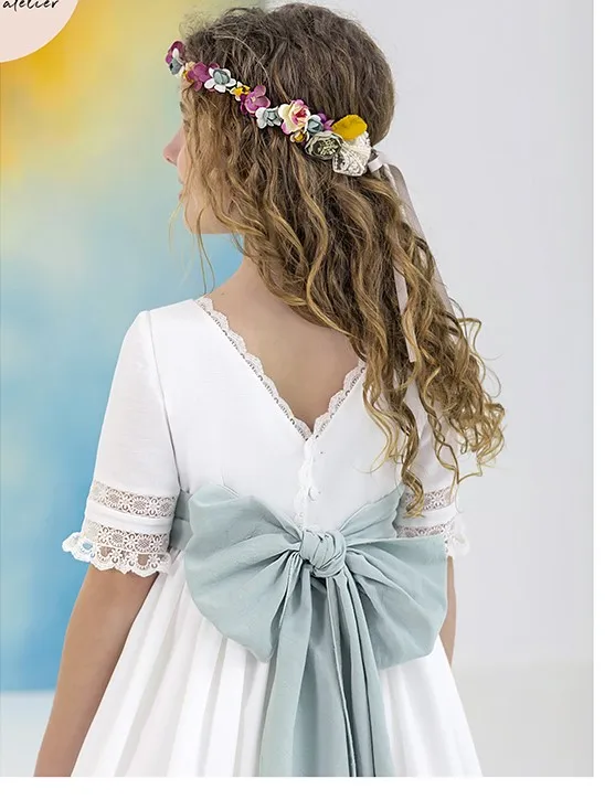 Custom Flower Girl Dress with Bow - Image 4