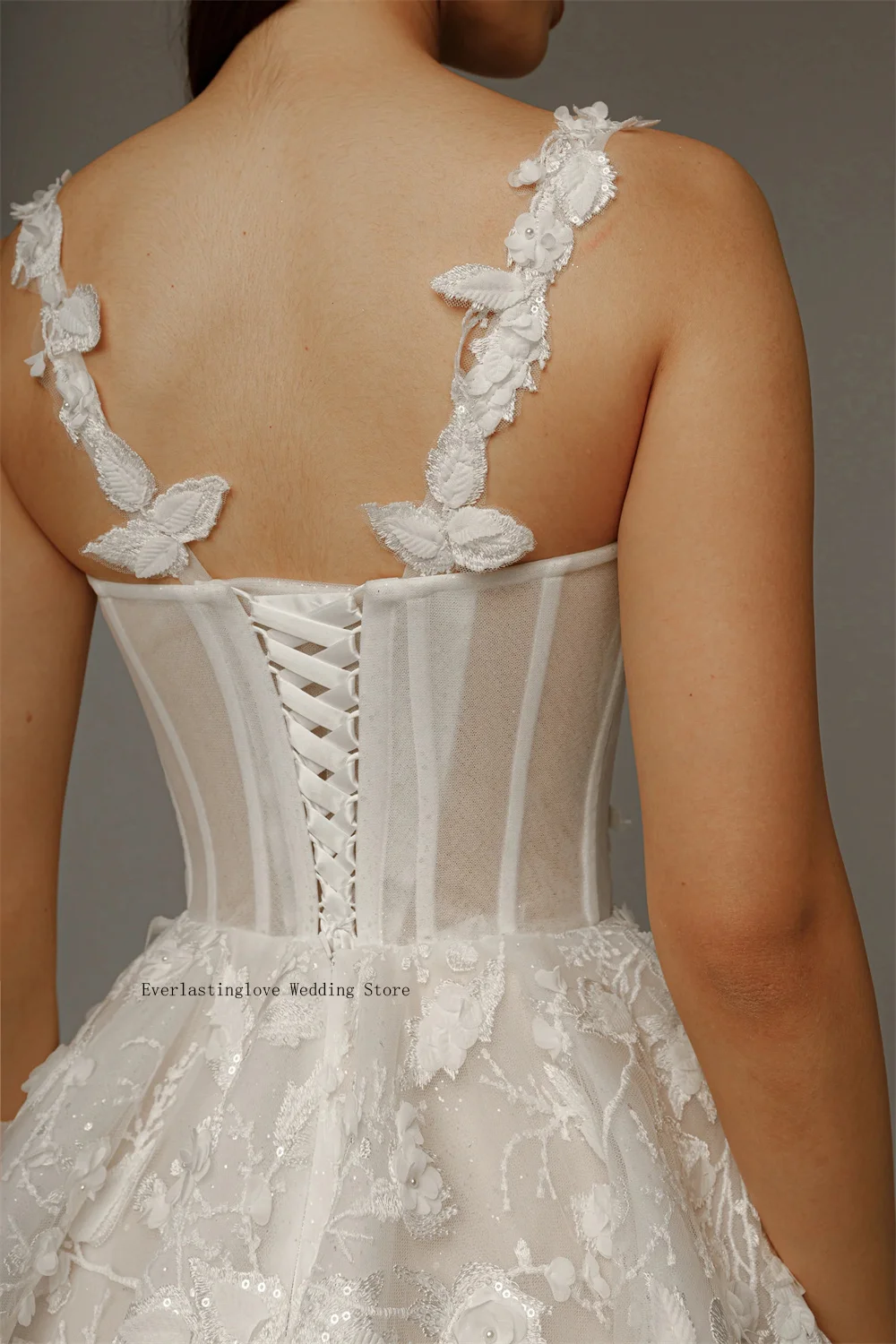 3D Floral Lace Wedding Dress - Image 5