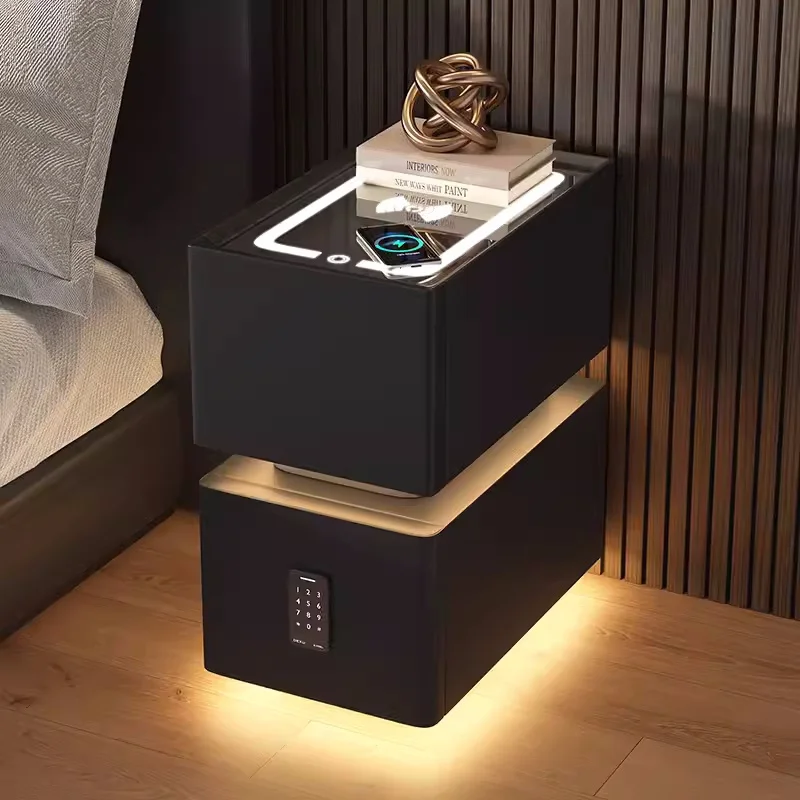 Nordic Smart Bedside Table with Sensor Light - Image 9