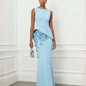 Elegant High-Neck Evening Dress – Women