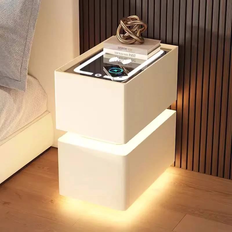 Nordic Smart Bedside Table with Sensor Light - Image 7