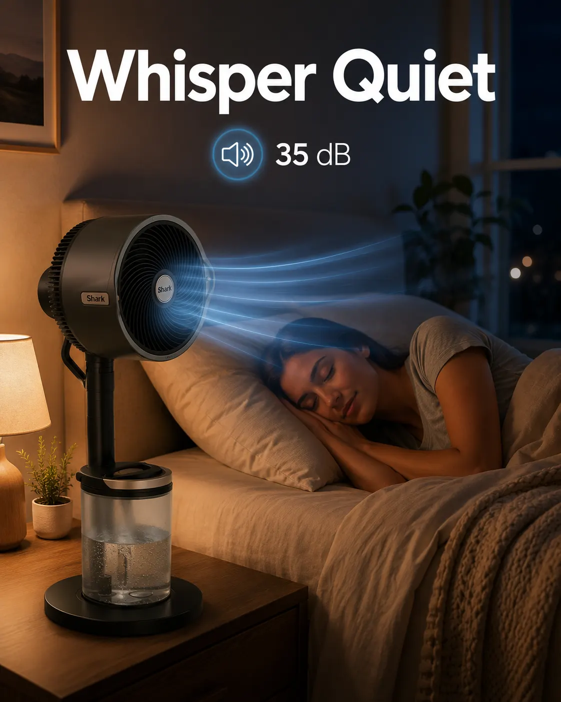 VALORA CoolMist Pro cordless mist fan cooling an indoor space
