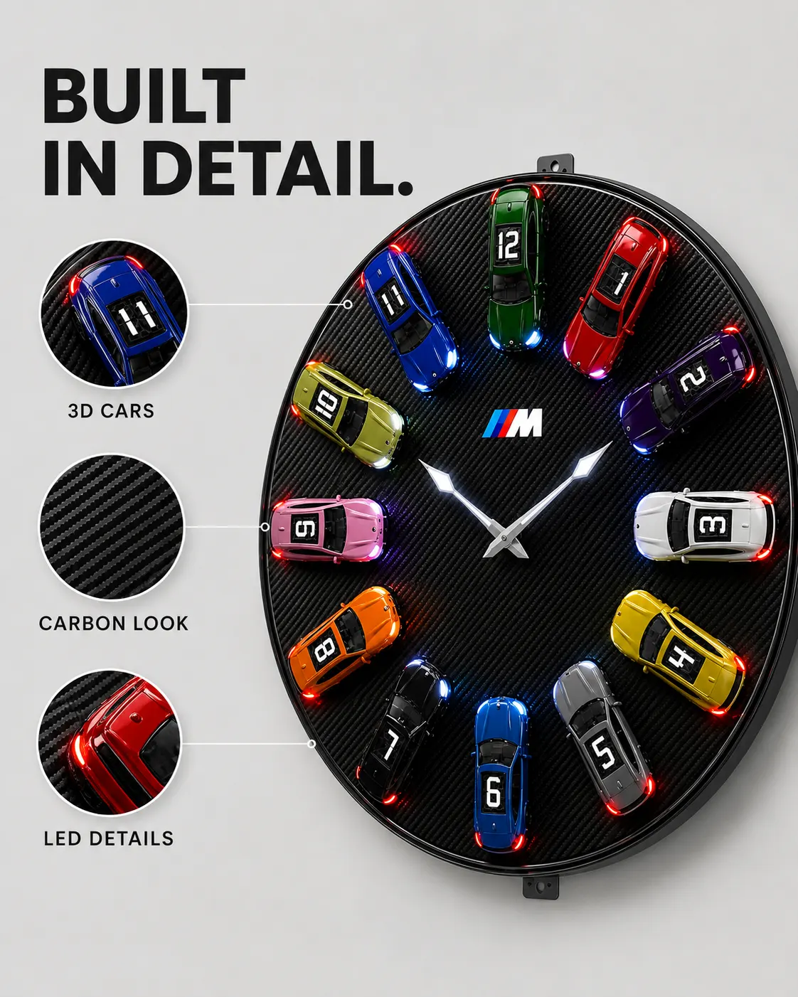 M Power 3D Car Wall Clock - Image 3