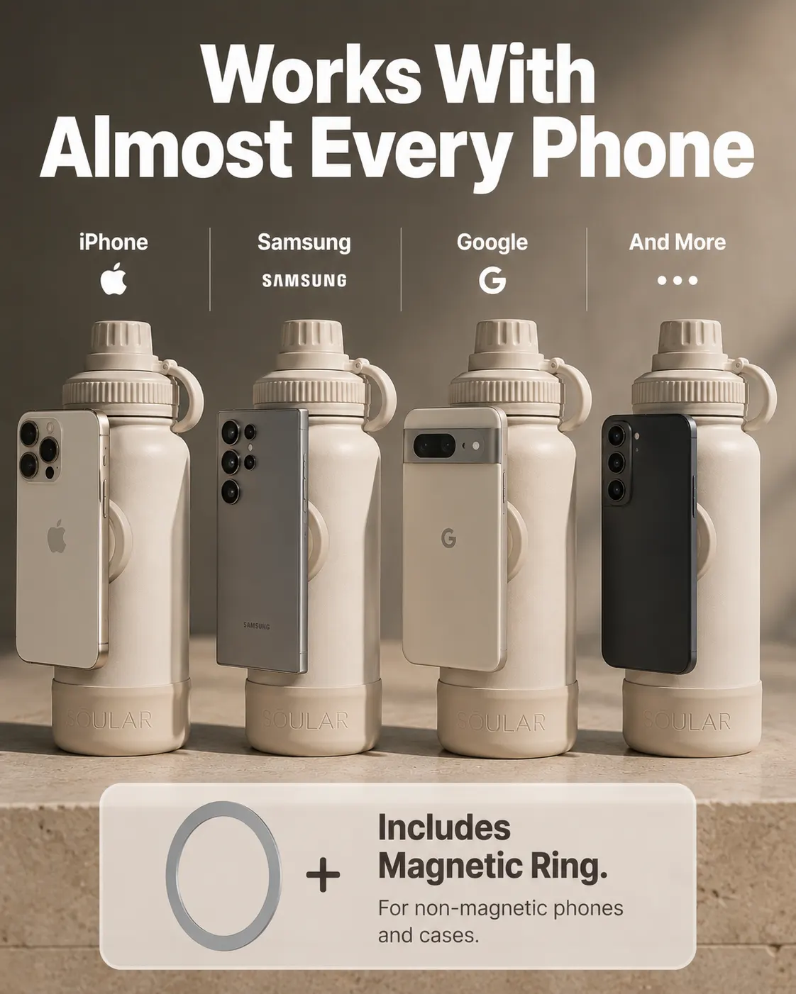 VALORA MagBottle Pro water bottle with magnetic phone holder, used outdoors