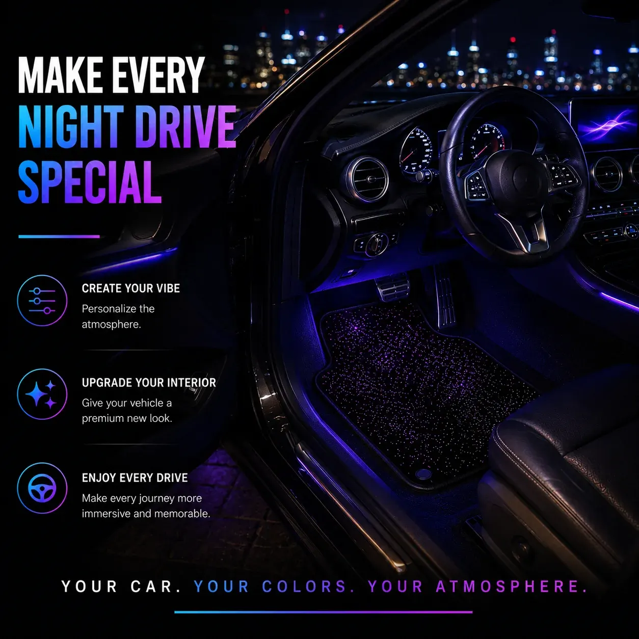 StarMat RGB Starlight Car Mat Universal Fit (2pcs) - Image 3